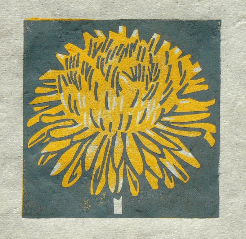 Dandelion mini linocut print