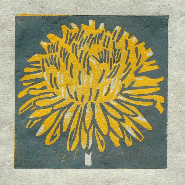 Dandelion mini linocut print