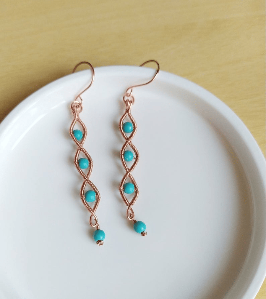 Twisted Wire Wrapped Earrings with Magnesite
