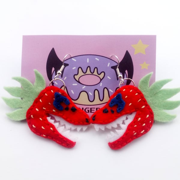 Reserved for Julie-Ann, dinoberry felt earrings