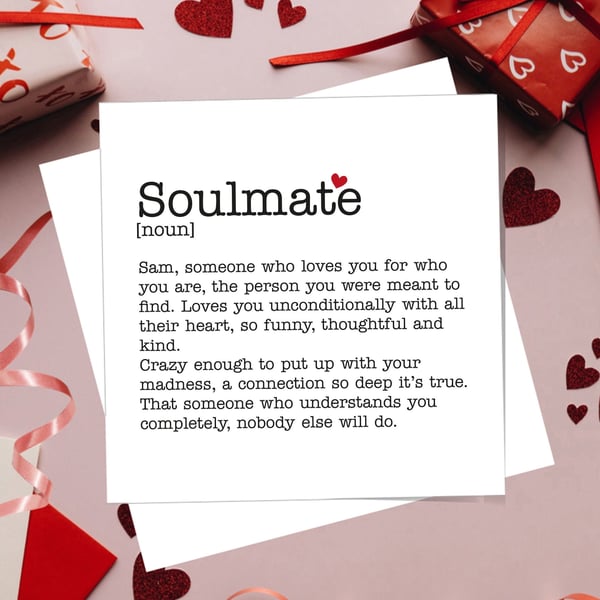 Anniversary Card Personalised Soulmate Definition. Free delivery