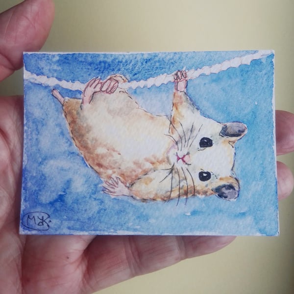  Hamster miniature ACEO Original Painting