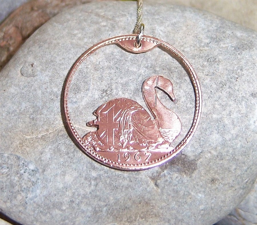 Bronze penny swan pendant