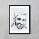Lionel Messi Charcoal Drawing, 100% Hand-Drawn & One of a Kind