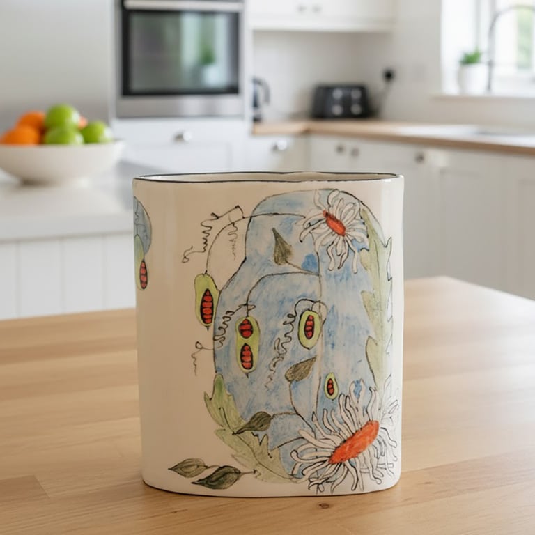 'Seeds of Hope' Vase or utensil holder - handmade ceramic