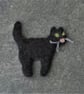 Felt fridge magnet lucky black cat needle felted