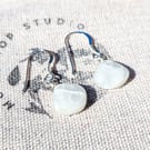 Rainbow Moonstone Earrings - Recycled Sterling Silver, March Birthstone