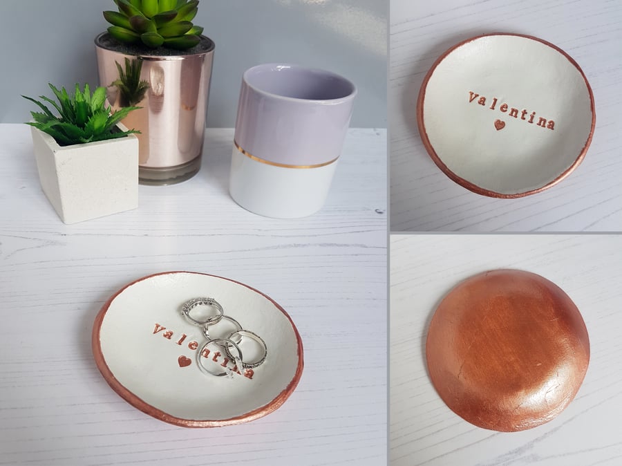 Personalised ring dish trinket bowl handmade. Folksy