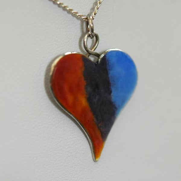Sterling Silver Enamelled Heart Pendant