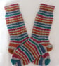 Hand-cranked Knitted Ribbed Wool Socks Size 4 to 5 - Image 3