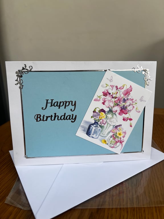Handmade flower landscape Birthday Card