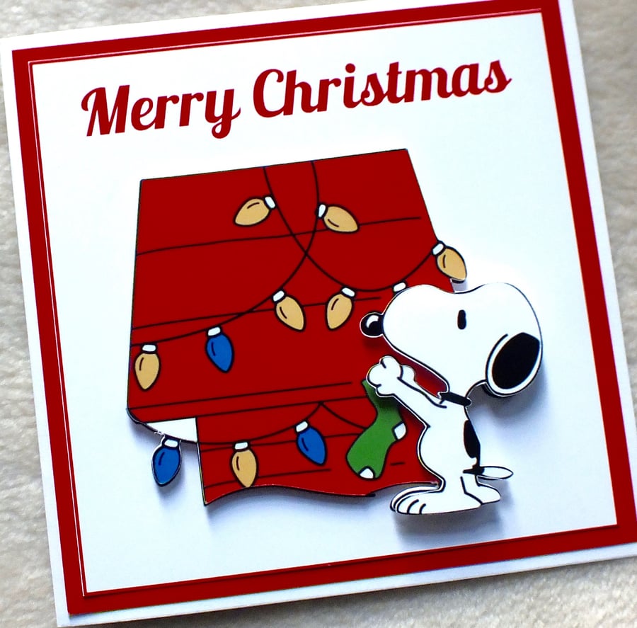 Handmade 3D Snoopy Christmas Card
