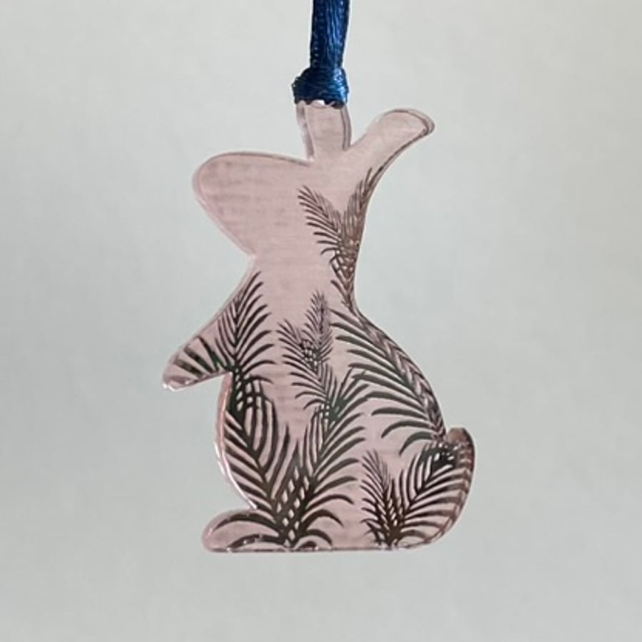 Rose gold mirrored acrylic bunny decoration