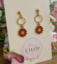 Red Flower Dangle Earrings, Enamel Floral Charms, Handmade Jewellery - Image 2
