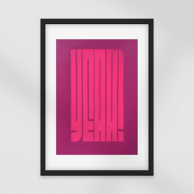 YEAH! Linocut Print - Limited Edition Handmade Typography Artwork