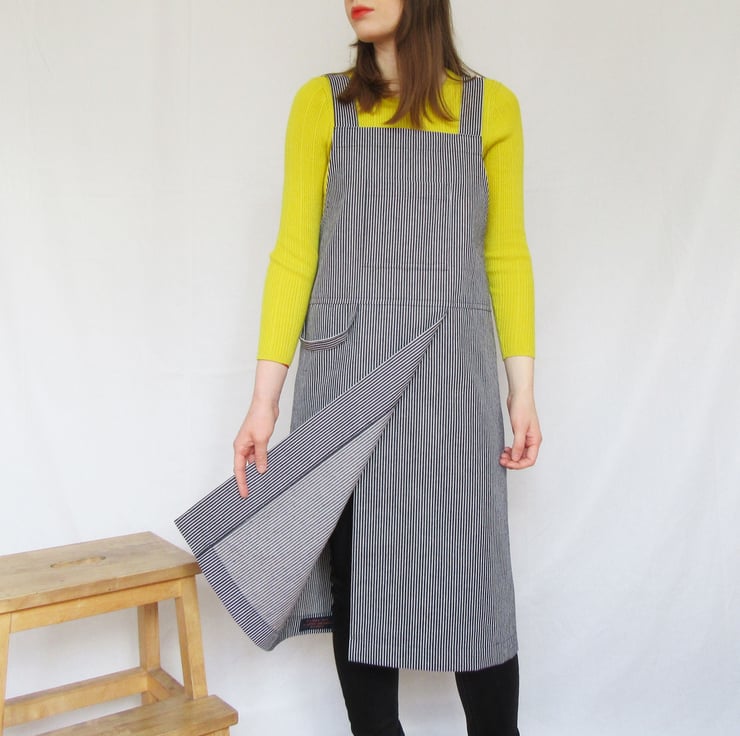 PETITE Pottery Apron, Stripe Hickory Denim, Spl... Folksy