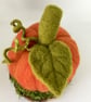 Needle Felted Pumpkin, Wool Sculpture, Ornament in Wooden Base - Image 2
