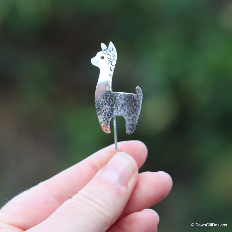 Alice The Alpaca - sterling stick pin