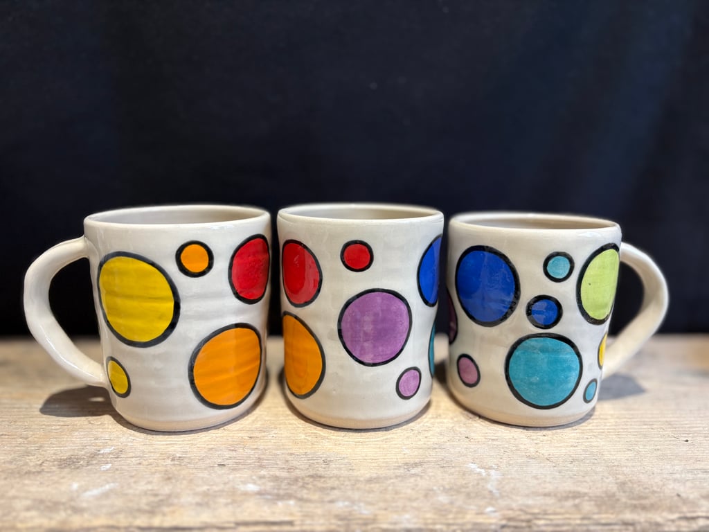 Perfectly Imperfect Handmade stoneware 'Spotty Dotty' mugs