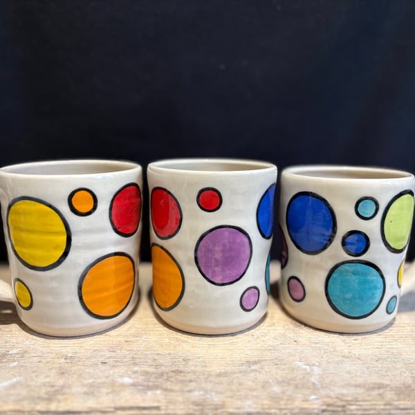 Perfectly Imperfect Handmade stoneware 'Spotty Dotty' mugs