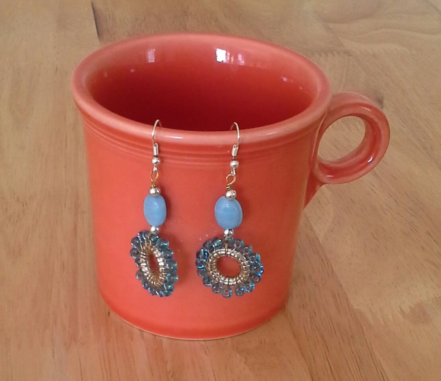 Blue  Beaded Earrings