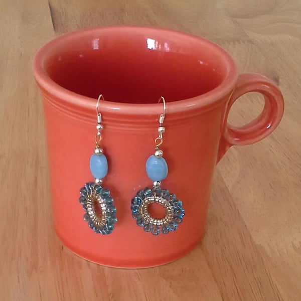 Blue  Beaded Earrings