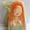 Ceramic Sculpture - Mermaid of the rocks - Siren in turquoise