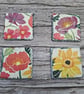 Emma Bridgewater Inspired Slate Floral Coasters, Hand Painted