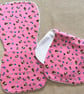 Handmade baby burp cloth cotton terry pink bees