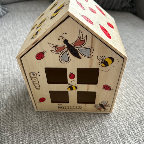 Wooden House Shaped Box