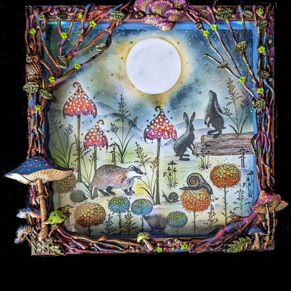 Magical Light up Frame Stroll in the Moonlight Handmade OOAK 