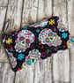 Sugar Skull Zipper Pouch - Colourful Skull Multi Use Zippered Organiser