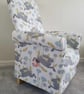 Blue Armchair Clarke March Hares Mineral Fabric Chair Floral Nursery Accent New - Image 3