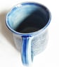 Blue Patterned Glazed Mug - Hand Thrown Stoneware Ceramic Mug  - Image 5