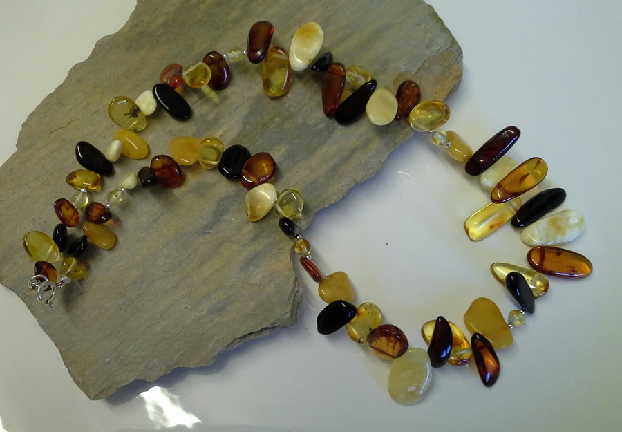 SALE WAS 225 NOW 175.00 Genuine Baltic Amber 925 Sterling Silver Necklace