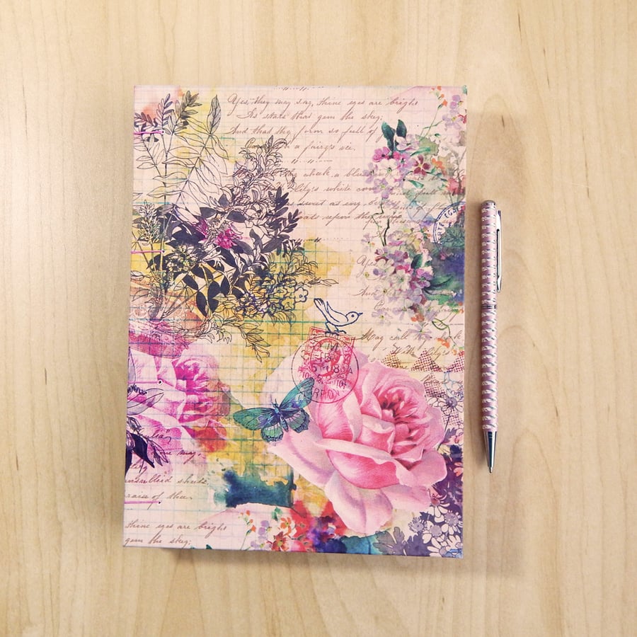 Rainbow Garden Journal with Handmade paper in Rainbow colours, Gifts for Women