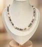 Gemstone & Pearl Beaded Necklace Handmade Stainless Steel Jewelry