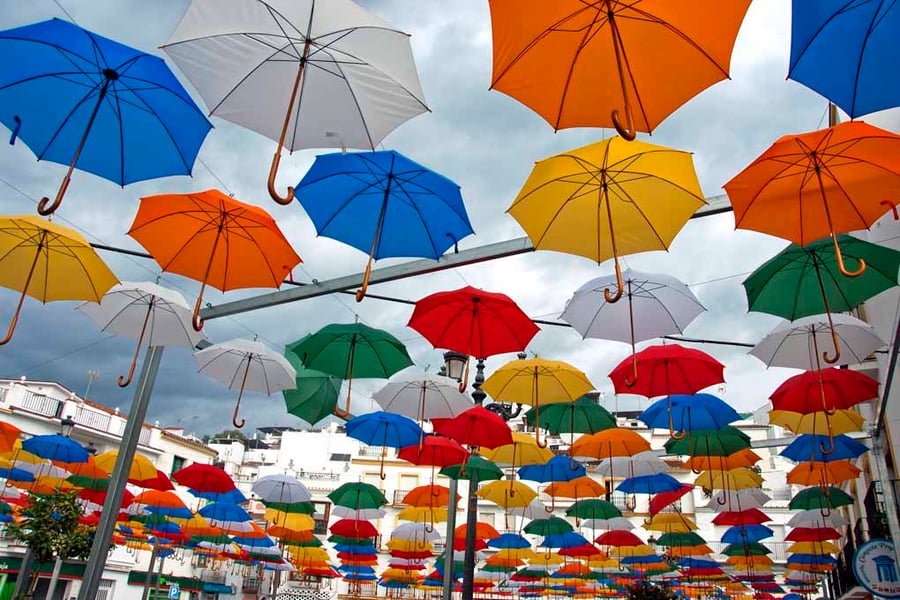 Colourful Umbrellas Torrox Costa Del Sol Spain Photograph Print