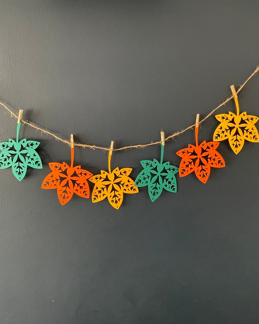 Autumn Leaves Papercut Garland