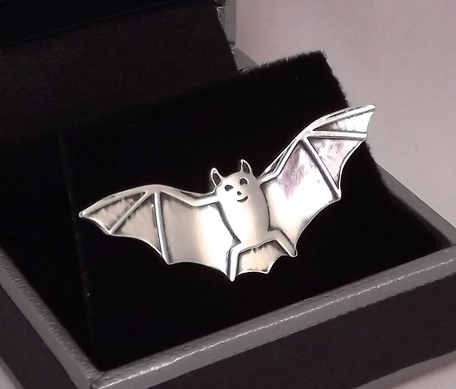 Bat Tie Pin, Silver Wildlife Gift, Handmade Nature Jewellery