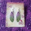 Fairy Wing Earrings - Purple and Green - Sterling Silver Earrings - Fae