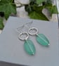 Sterling Silver Textured Circle Earrings with Aqua Sea Glass Beads  JBJ1102