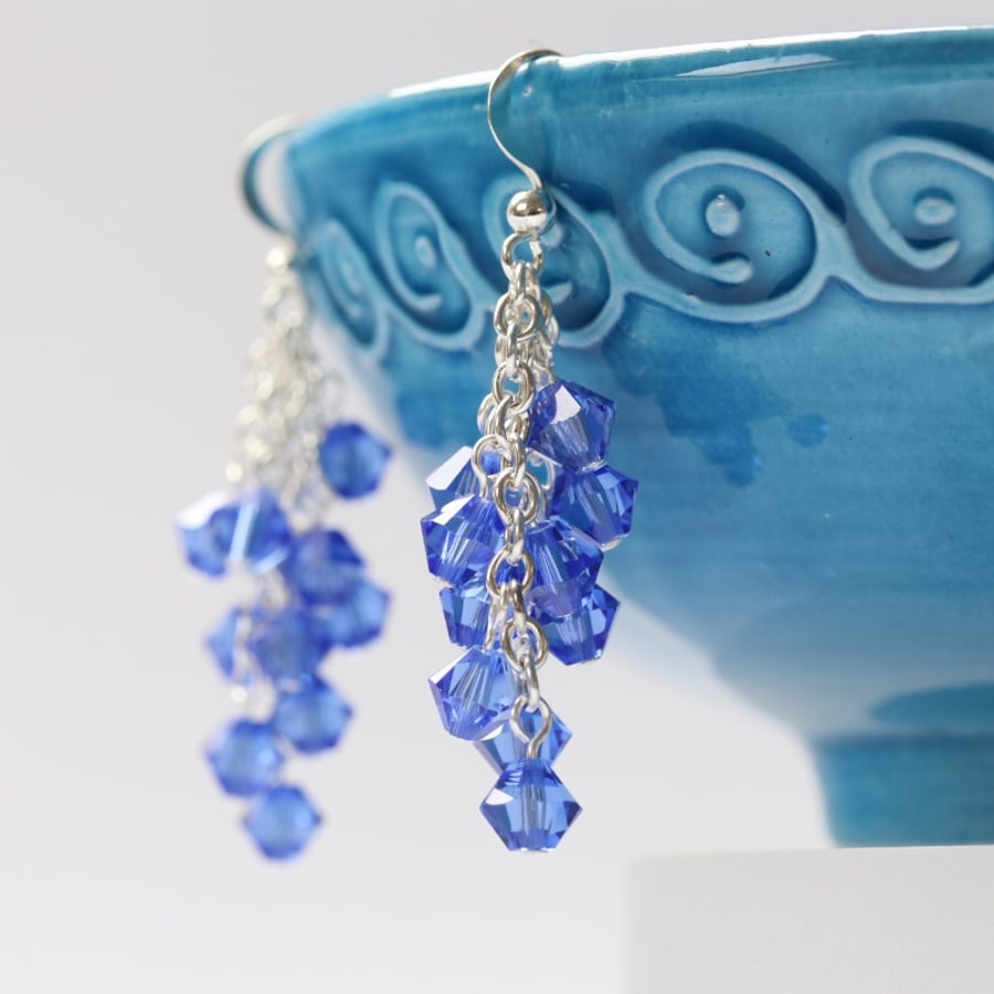  Sapphire Blue Cascade Earrings