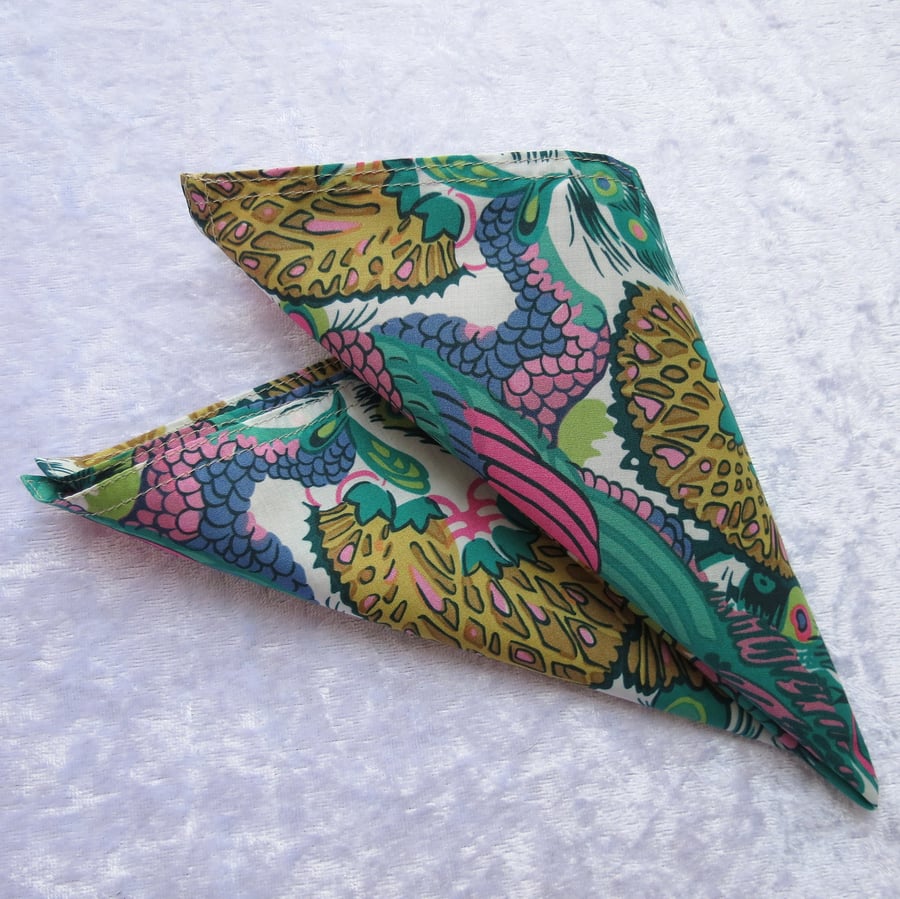 Pocket Square.  Liberty Lawn handkerchief. Gents handkerchief.  Organic cotton.