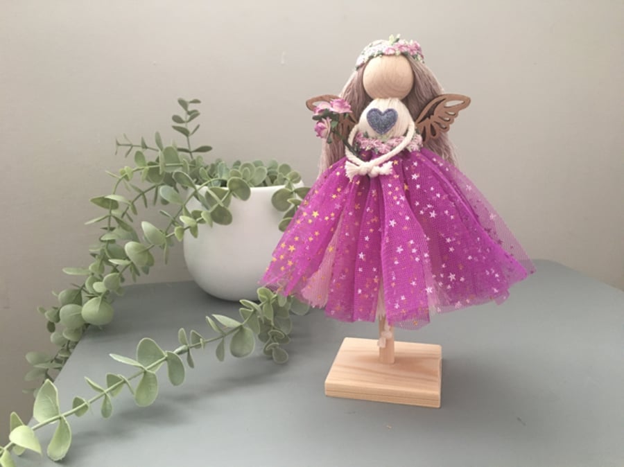 Beautiful handmade macrame fairy flower doll, nursery decor, baby gift
