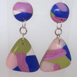 Statement multicoloured asymetric dangle earrings