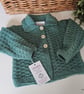 Baby Boy's Sage Green Hand Knitted Jacket 0-6 months size 