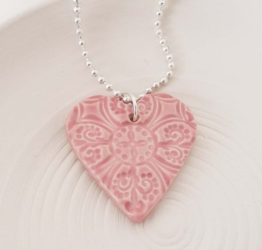 Bright ceramic loveheart pendant