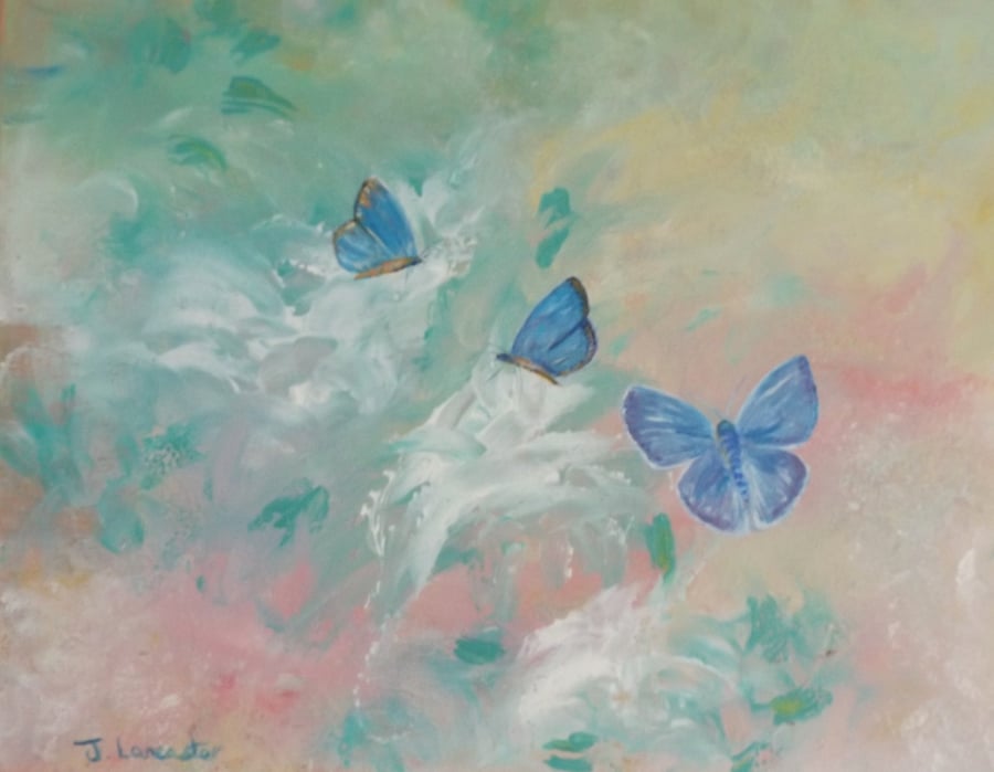 Contemporary painting of flowers and butterflies titled Spring Time