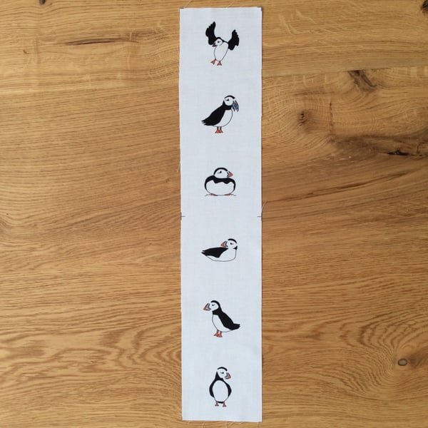Puffin fabric strip - 6 unique designs
